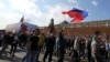 Профсоюзный первомайский марш на Красной площади Москвы 