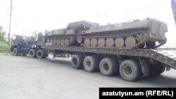 Armenia - Russian military hardware is seen in the village of Panik, 17 July 2018. 