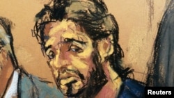 Turkish-Iranian gold trader Reza Zarrab as shown in courtroom sketch in Manhattan court