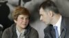 Irina Prokhorova (left) with her brother, Russian pro-business presidential candidate Mikhail Prokhorov, at a press conference in Moscow late last month.