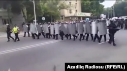 Azerbaijan. Mingechevir. Funeral of Bahruz Hajiyev and protest action - Police