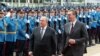 SERBIA -- Armenian President Armen Sarkisian (L) inspects the guard of honor with Serbian President Aleksandar Vucic in Belgrade, October 4, 2019