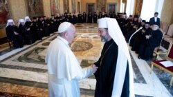 Папа Франциск відвідує слухання з єпископами Синоду Української греко-католицької церкви у Ватикані, 2 вересня 2019 року