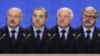 Зьлева направа: арыгінальнае фота Аляксандра Лукашэнкі, амалоджанае праз FaceApp, састаранае праз FaceApp і з накладзенымі праз FaceApp барадой, акулярамі і новай прычоскай