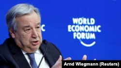  Antonio Guterres la Forumul de la Davos, în ianuarie 2019