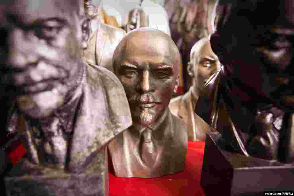 There's more than just Lenin in Pankrat’s house. He's an inveterate collector since childhood and also has arrays of Soviet-era radios and TVs, busts of Russian poet Aleksandr Pushkin, and symbols of Belarus, which declared independence from the Soviet Union in 1991. But the vast majority of the 50,000 or so objects he displays are of the one thing he most associates with his youth: the omnipresent gaze of Vladimir Lenin.