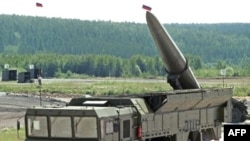 An "Iskander" ballistic missile system during a military equipment exhibition in Nizhny Tagil, undated