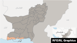 نقشه ایالت بلوچستان پاکستان جاییکه ۱۴ مسافر کشته شده اند