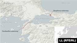Карта проливов Босфор и Дарданеллы