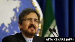 IRAN -- Iranian foreign ministry spokesman, Bahram Ghasemi speaks during a press conference on August 22, 2016 in Tehran.