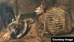 Фрагмент картины Габриэля Метсю "Торговка дичью" 