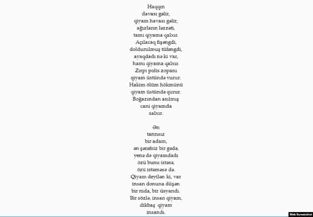 Azerbaijan - Poem by Azeri poet Asad Jahangir