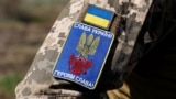 UKRAINE – Chevron of a Ukrainian serviceman at the positions of the Armed Forces in Luhansk region, April 26, 2022