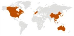 Мапа розповсюдження 2019-nCoV станом на 28 січня. Зображення із офіційного сайту Центрів контролю та профілактики захворювань США