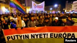 Під час маршу в Будапешті, 16 лютого 2015 року