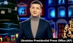Президент України Володимир Зеленський під час новорічного привітання (кадр із відеозапису). Київ, грудень 2019 рік