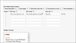 RSS widget settings