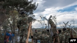 The Macedonian Army built a border fence to prevent illegal crossings by migrants in the Greek-Macedonian border near Gevgelija on November 28.
