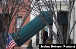 U.S. President-elect Trump and his wife, Melania, as seen earlier departing Blair House for the prayer service about two blocks away.