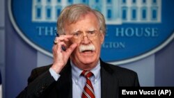 U.S. national-security adviser John Bolton speaks during the daily press briefing at the White House in Washington, D.C., on August 2.