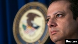 U.S. Attorney for the Southern District of New York Preet Bharara during a news conference on December 5 to discuss alleged Medicare fraud by Russian diplomats.