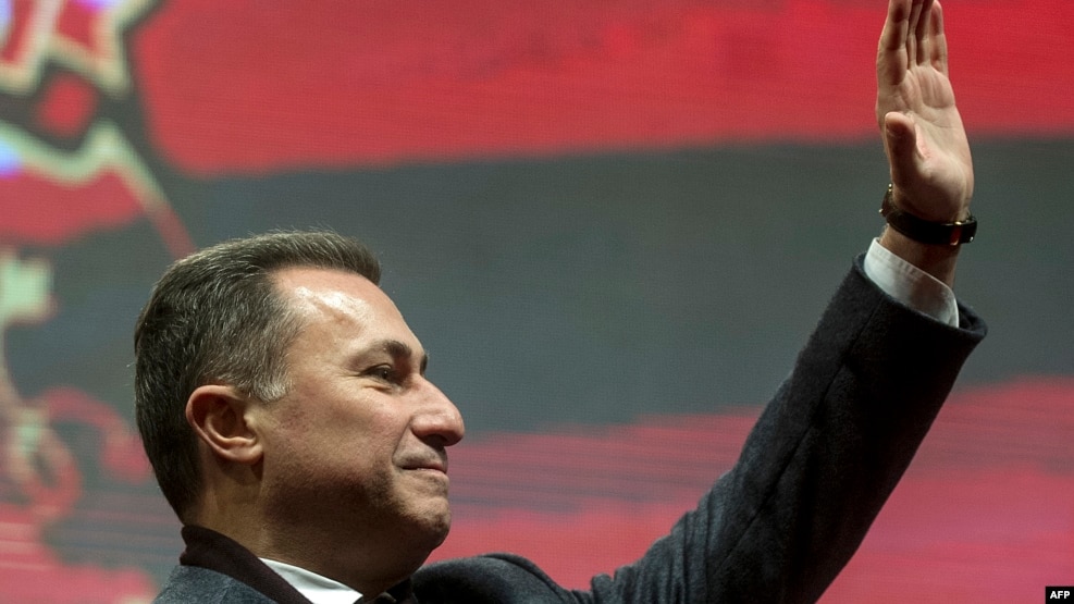 Former Macedonian Prime Minister Nikola Gruevski greeting supporters last year.