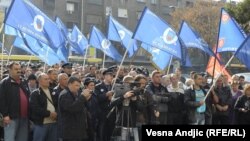 Архивска фотографија: Протест на српската полиција во октомври во Белград. 