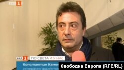 Константин Каменаров в кадър от репортажа от Брюксел.