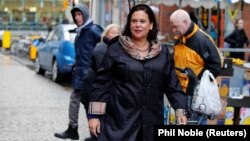 Lidera partidului Sinn Fein, Mary Lou McDonald, la Dublin, 10 februarie 2020