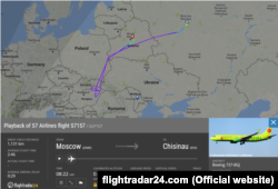 Маршрут літака з Дмитром Рогозіним, за даними сайту Flightradar24