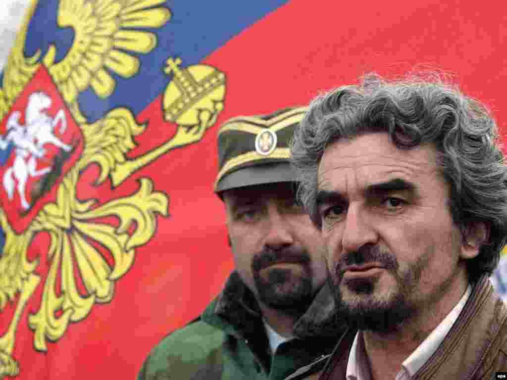 Hadzi Andrej Milic, the leader of the St. Tsar Lazar Guard, a Serbian paramilitary organization. In recent days, his group has blocked traffic on the border between Serbia and Kosovo. 