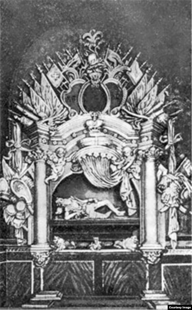 Надгробок князя Костянтина Острозького (ілюстрація з Вікіпедії)