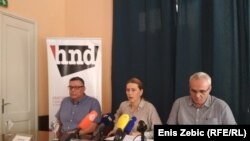 Vodstvo HND-a na konferenciji: Branko Mijić, Slavica Lukić i Hrvoje Zovko