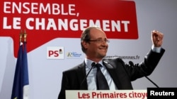 France -- Francois Hollande, the winner of France's Socialist Party's presidential primary election, 16Oct2011