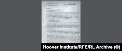 A treia filă a scrisorii, prezentată de Virgil Ierunca la Europa Liberă în 1979, emisiune păstrată în arhivele Institutului Hoover/foto prof.Sergiu Mustețea