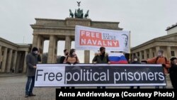 Акция в поддержку Алексея Навального в Берлине, 23 января 2021 года