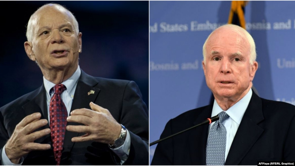 Democrat senator Ben Cardin (left) and Republican senator John McCain (right) have been pushing efforts to impose new economic sanctions on Moscow. (composite file photo)