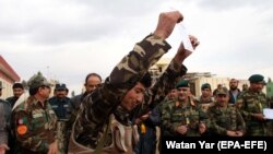 FILE: An Afghan army graduation ceremony in Helmand.