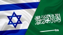 Flag of Israel and flag of Saudi Arabia 