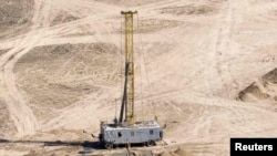 A drilling rig at the Inkai uranium mine in Kazakhstan