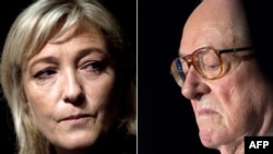 Отец и дочь: нынешний лидер НФ Марин Ле Пен и основатель партии Жан-Мари Ле Пен. Отношения между ними окончательно расстроились в 2015 году