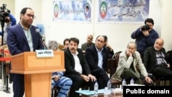 Ali-Ashraf Riahi, son-in-law of former Industries Minister Mohammad-Reza Nematzadeh, defending himself at court in April 2019 against corruption charges.