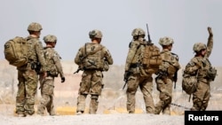 U.S. troops outside their base in Uruzgan Province in July