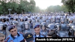 There was a heavy police presence in Yerevan on June 24.