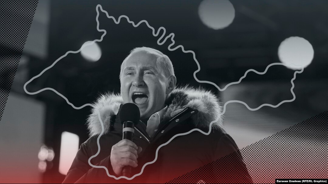 Colaj care reprezintă simbolic anexarea Crimeei