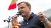  Andrei Nastase speaks at a protest in front of the government building in Chisinau after the invalidation of the mayoral election on July 2.