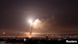 Missile fire is seen from Damascus, May 10, 2018