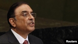 Pakistani President Asif Ali Zardari addresses the 67th United Nations General Assembly at UN Headquarters in New York in late September.