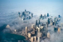 Вид на Доху с самолета в феврале 2014 года