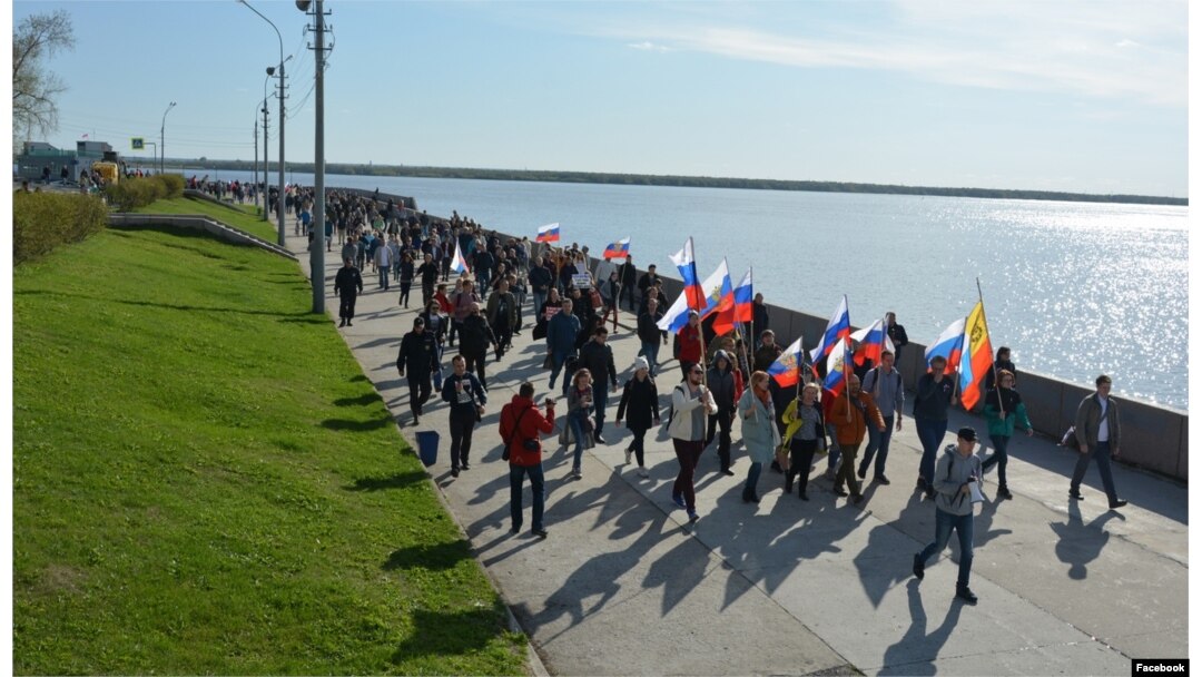Шествие против пенсионной реформы 9 сентября в Архангельске.